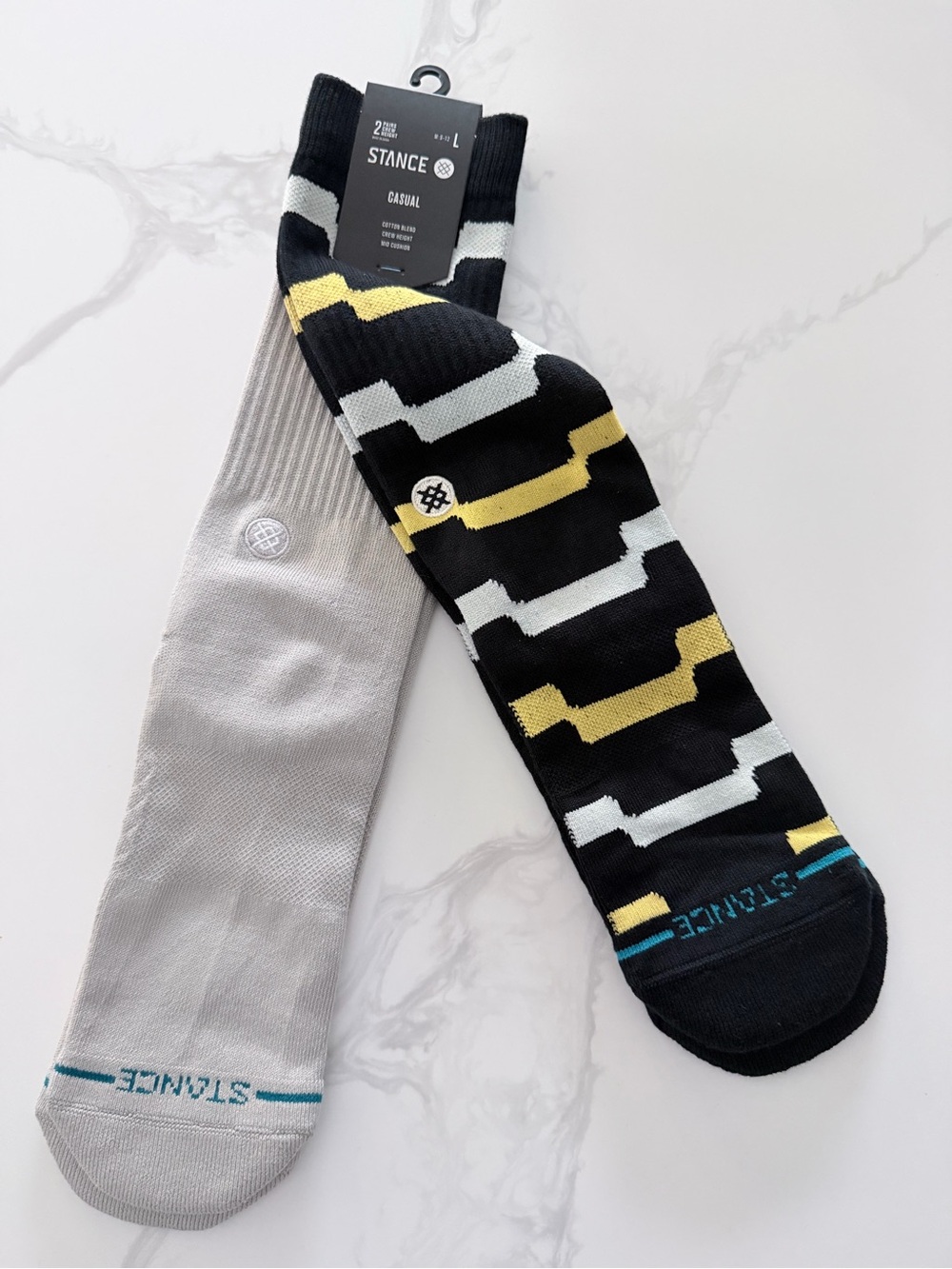Stance Men’s Casual Crew Socks — Black, Gray & Yellow